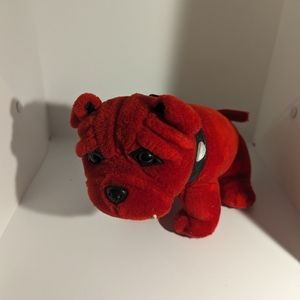 Vintage 1995 Nanco Red Bulldog Stuffed Plush Animal Toy Doll Size 9.5"